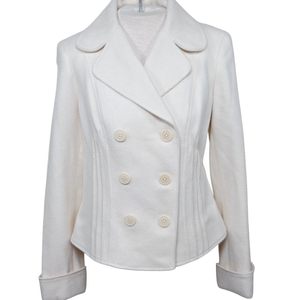Ralph Lauren Cream Wool Blend Pea Coat Size-10